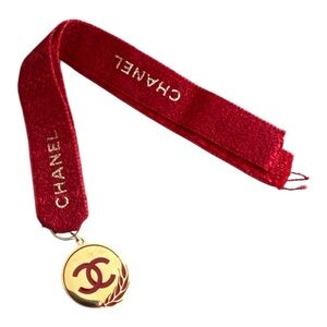 Chanel Beauty Ribbon Accessory with Gold Medallion Charm